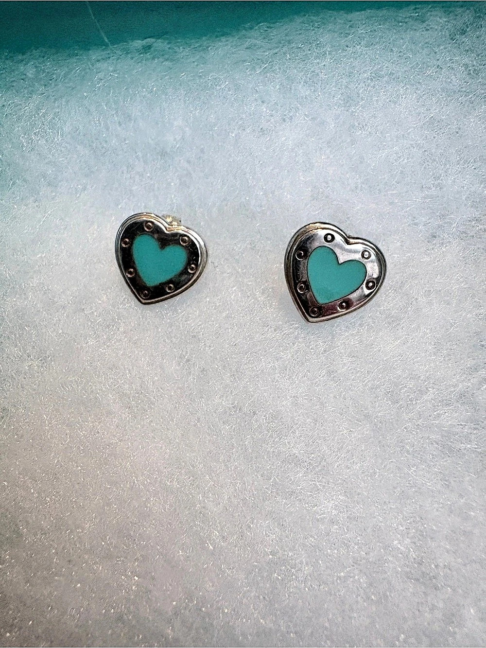 Tiffany & Co. Return to Tiffany Blue Enamel Heart Stud Earrings